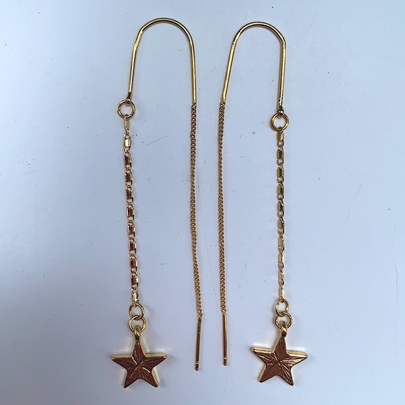 Gold Star Threader Earrings - Picture 4 of 4